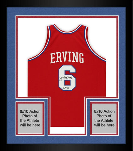 Framed Julius Erving Signed 76ers Mitchell & Ness Authentic Jersey w/HOF 93 Insc