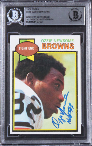 Browns Ozzie Newsome "HOF 99"Authentic Signed 1979 Topps #308 Card BAS Slabbed
