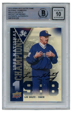 Lou Holtz Autographed/Signed 2013 Upper Deck #NC-LH Card Slab Beckett 52684