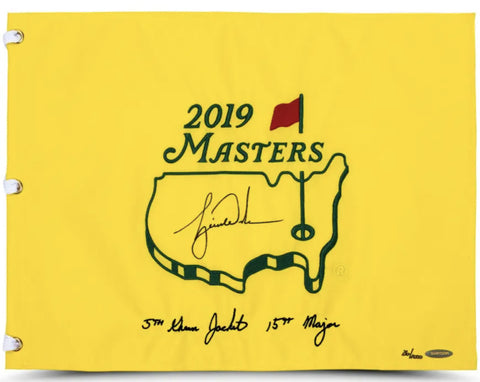 Tiger Woods Autographed Embroidered 2019 The Masters Official Flag UDA LE 1000