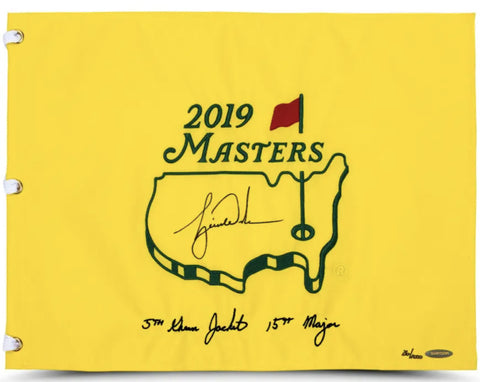 Tiger Woods Autographed Embroidered 2019 The Masters Official Flag UDA LE 1000