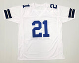 Ezekiel Elliott Autographed Dallas Cowboys Custom White Jersey Beckett Witnessed
