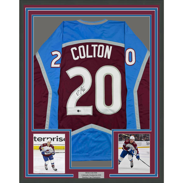 Framed Autographed/Signed Ross Colton 35x39 Colorado Maroon Jersey Beckett COA