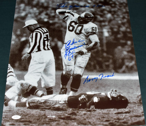 CHUCK BEDNARIK SIGNED PHILADELPHIA EAGLES GIFFORD 16x20 PHOTO W/ SORRY FRANK