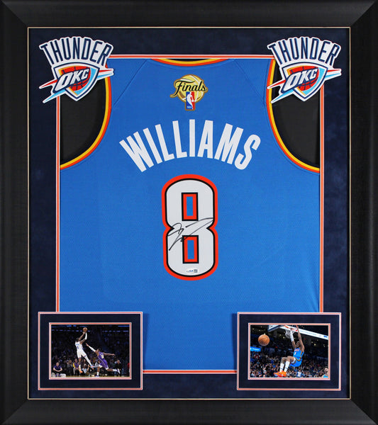 Thunder Jalen Williams Signed Blue Nike Finals Ed. Swingman Framed Jersey JSA