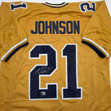 Autographed/Signed Calvin Johnson Georgia Tech Gold Jersey Beckett BAS COA