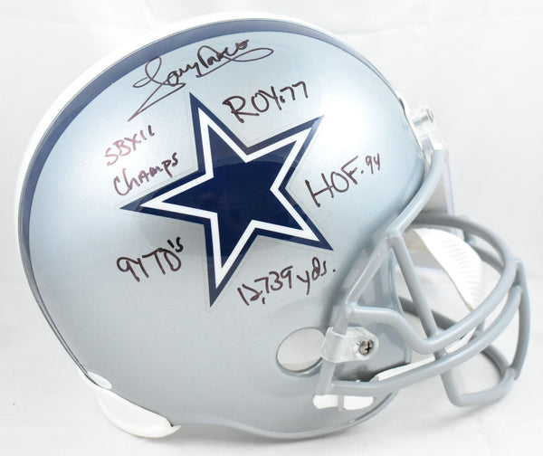 Tony Dorsett Autographed Dallas Cowboys F/S Helmet 5 Stats - JSA W *Black