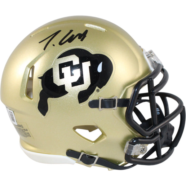 Travis Hunter Autographed Colorado Buffaloes Mini Helmet Beckett Witness 51422