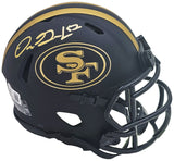 DRE GREENLAW AUTOGRAPHED 49ERS ECLIPSE BLACK MINI HELMET BECKETT 221286