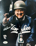 Don Zimmer in Army Helmet Autographed New York Yankees Photo JSA COA