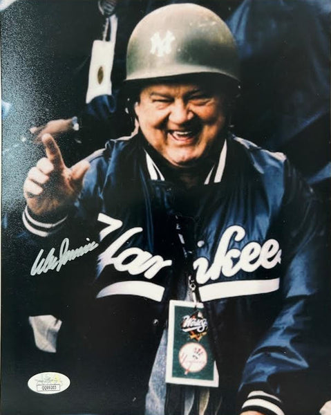 Don Zimmer in Army Helmet Autographed New York Yankees Photo JSA COA