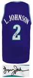 Larry Johnson Signed Purple Throwback Custom Basketball Jersey - (SCHWARTZ COA)