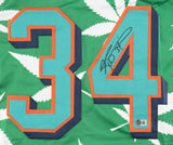 Ricky Williams Signed Miami Dolphins Weed Leaf Print Jersey (Beckett)