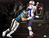 Brandon Graham Signed 16x20 Eagles Tom Brady Strip Sack Spotlight Photo JSA QR