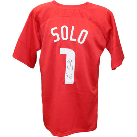 Hope Solo Autographed/Signed National Style Red Jersey JSA 43525
