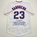 Autographed/Signed Ryne Sandberg HOF 05 Chicago White Stat Jersey JSA COA