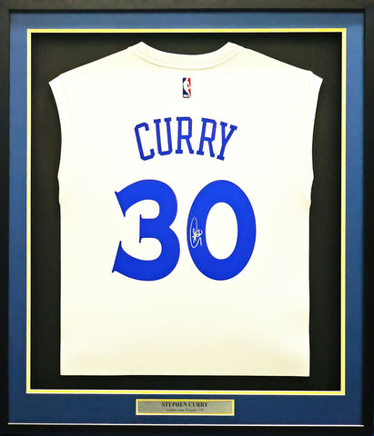 WARRIORS STEPHEN CURRY AUTOGRAPHED FRAMED ADIDAS FINALS CHAMPIONS JERSEY BECKETT