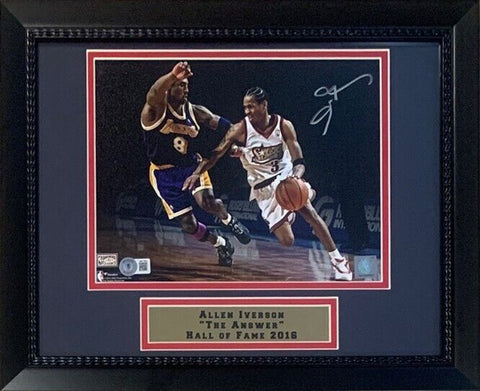 Allen Iverson Autographed 76ers 8x10 Framed Photo vs. Kobe Bryant Beckett COA