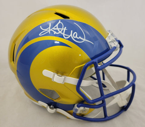 KURT WARNER SIGNED RAMS F/S FLASH SPEED REPLICA HELMET BECKETT QR CODE