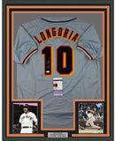 Framed Signed Evan Longoria 35x39 San Francisco Grey Jersey JSA COA