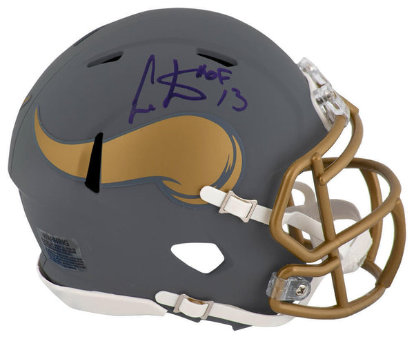 Cris Carter Signed Vikings SLATE Riddell Mini Helmet w/HOF'13 - (SCHWARTZ COA)