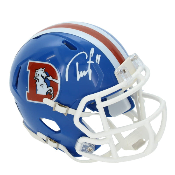 Troy Franklin Autographed Broncos 1975-96 Throwback Mini Helmet Beckett