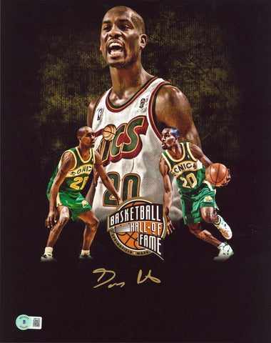 Sonics Gary Payton Authentic Signed 11x14 Custom Collage Edit Photo BAS Witness