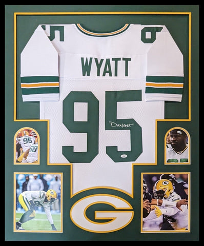 FRAMED GREEN BAY PACKERS DEVONTE WYATT AUTOGRAPHED SIGNED JERSEY JSA COA
