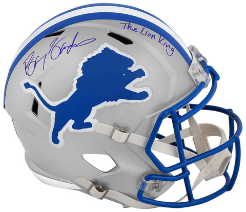 Barry Sanders Signed Lions T/B Riddell F/S Speed Rep Helmet w/Lion King (SS COA)