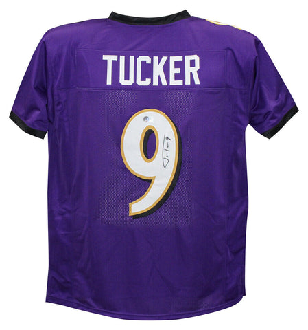 Justin Tucker Autographed/Signed Pro Style Purple XL Jersey Beckett 39567