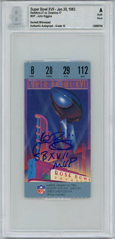 John Riggins Autographed Super Bowl XVII Ticket Stub SB MVP BAS Slab 42984
