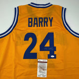 Autographed/Signed Rick Barry Golden State Yellow Basketball Jersey JSA COA Auto