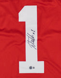 Justin Fields Signed Ohio State Buckeyes Jersey (Beckett) 2021 1st Rnd Pk/ Bears
