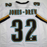 Autographed/Signed Maurice Jones-Drew Jacksonville White Jersey Beckett BAS COA