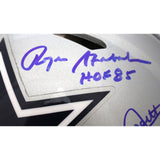 Pearson/Staubach/Dorsett Signed Dallas Cowboys Pro Helmet HOF Beckett 43392