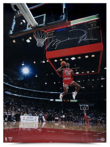 MICHAEL JORDAN Autographed Bulls "Scoreboard Dunk" 30" x 40" Photograph UDA