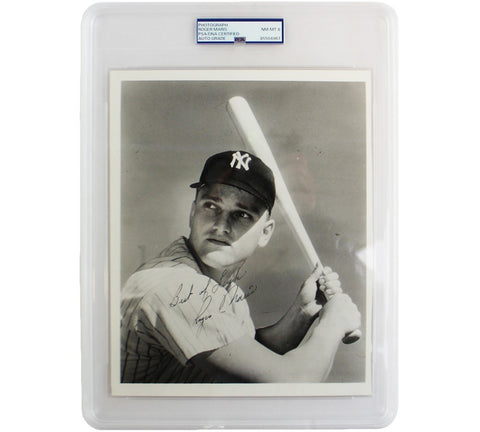 Roger Maris Signed New York Yankees 8x10 Grade 8 NM/MT Encapsulated Photo with "
