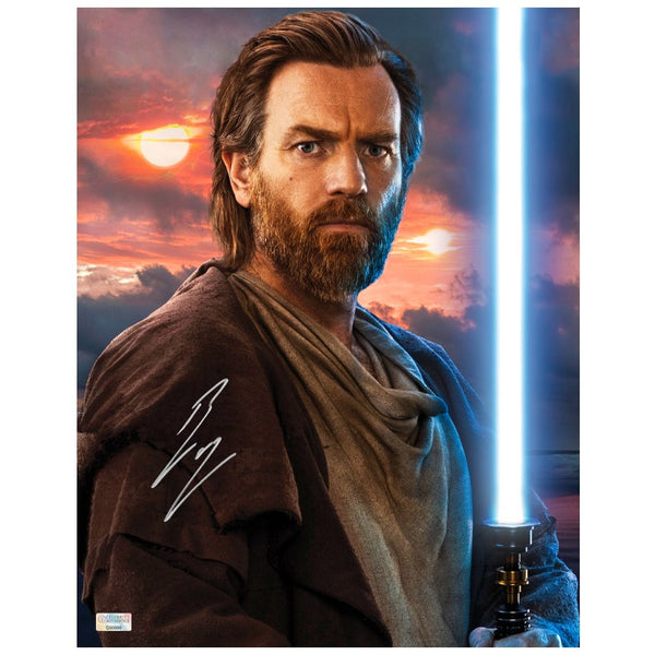 Ewan McGregor Autographed Star Wars Obi Wan Kenobi Lightsaber 11x14 Photo