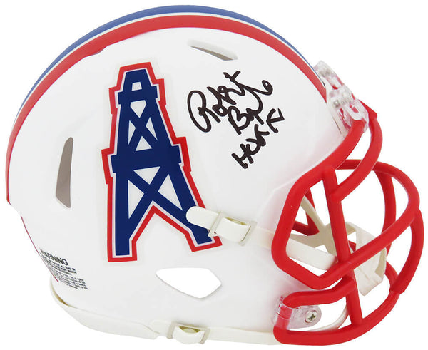 Robert Brazile Signed Oilers T/B Riddell Speed Mini Helmet w/HOF'18 - (SS COA)
