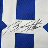 Framed Signed Brandon Stokley 35x39 Indianapolis Blue Jersey JSA COA