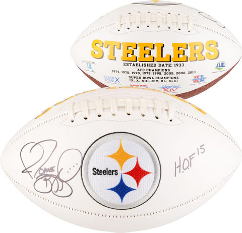 Jerome Bettis Steelers Autographed W/P Football w/HOF 2015 Insc - Fanatics