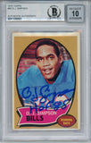 O.J. Simpson Autographed 1970 Topps #90 Rookie Card HOF BAS 10 Slab 33955
