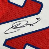 Framed Autographed/Signed Jordan Poyer 33x42 Buffalo Red Football Jersey JSA COA