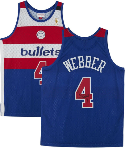 Chris Webber Bullets Signed Mitchell & Ness 96-97 Red& Blue Jersey