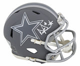Cowboys Dak Prescott Signed Slate Speed Mini Helmet W/ Case BAS Witnessed