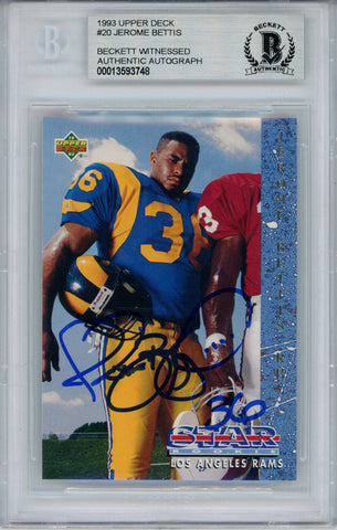Jerome Bettis Autographed 1993 Upper Deck #20 Rookie Card Beckett Slab 33760
