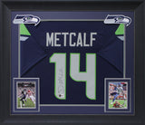 D.K. Metcalf Authentic Signed Navy Blue Pro Style Framed Jersey BAS 2