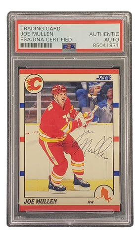 Joe Mullen Signed 1990 Score #208 Calgary Flames Hockey Card PSA/DNA