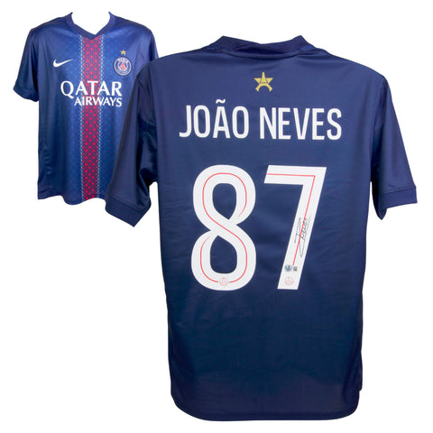 Joao Neves Signed PSG Home Soccer Jersey #87 with Beckett Witness