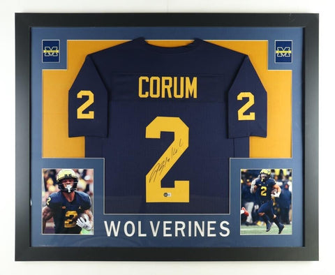 Blake Corum Signed Michigan Wolverines 35x43 Framed Jersey (JSA) 2023 Senior R.B